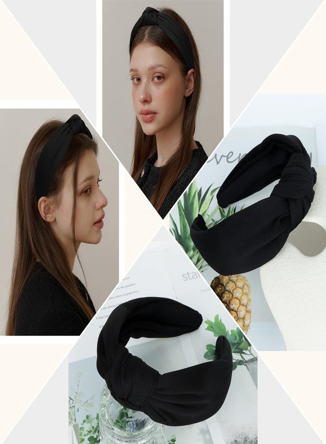 CURASA Headbands for Women Girls Non Slip Knotted Headband Wide Preppy Fashion Hairband Black Top Knot Hair Accessories Fabric Comfortable Hair Bands Elastic Head Bands Costume Party Gifts - Image 4
